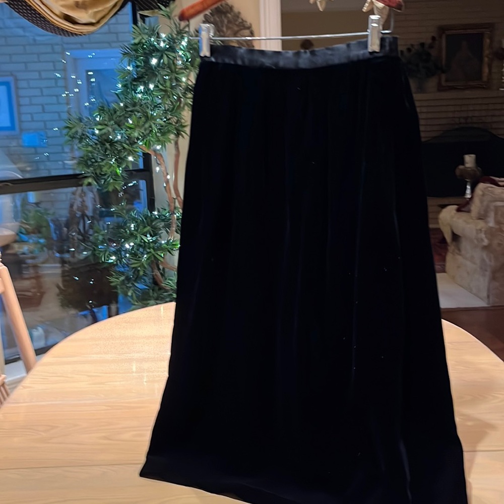 Black Velvet Skirt with Black Ribbon Waist